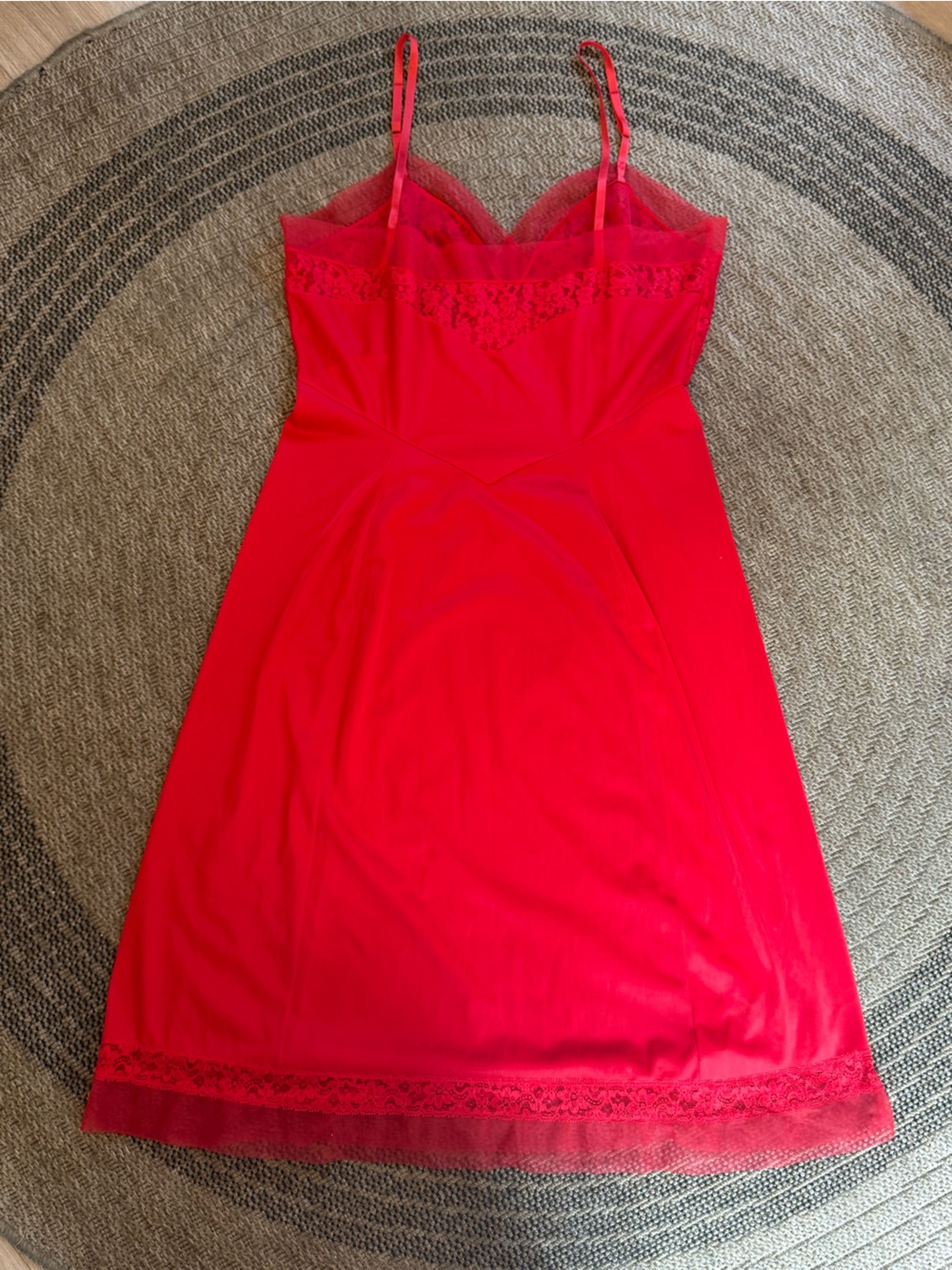 Vtg Van Raalte Red Opaquelon Nylon Full Slip 7908A Lace Size 40 PinUp 1950s - Picture 13 of 16